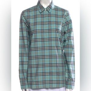 Burberry Brit long sleeve shirt in like new condition.  Mint green & black
